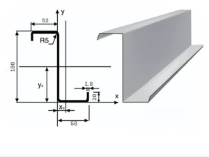 Xà gồ Z180x52x58x20x1.8