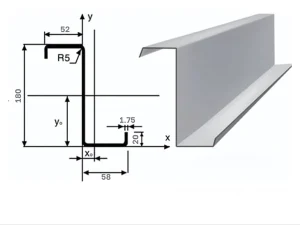 Xà gồ Z180x52x58x20x1.75